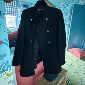 Zara short black spring coat